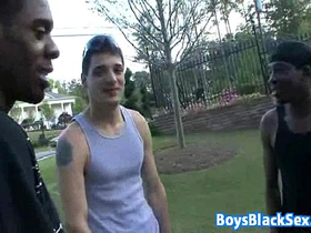 Muscular blacg gay dude fuck white twink with his bbc 19